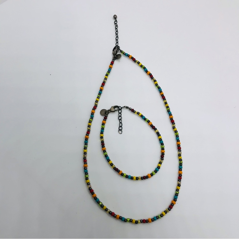 925 Emily Ray Set Of Necklace And Bracelet Colorful Beads - Picture 5 of 7